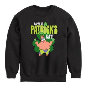 Boys' - SpongeBob Squarepants - Happy St Patricks Day Graphic Long Sleeve Fleece Sweatshirt - 1 of 4