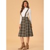 INSPIRE CHIC Women's Vintage Plaid A-Line Tartan Suspender Midi Skirt - 4 of 4