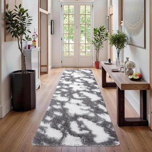 Modern Abstract Runner Rug,Washable High-Pile Non-Slip Shaggy Accent Carpet, No-Shedding Indoor Floor Cover for Hallway,Living Room, Patio - 1 of 4