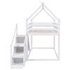 Twin over Twin House Loft or Bunk Bed with Slide and Staircase, White - 2 of 3