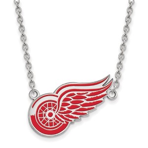 Black Bow Jewelry Sterling Silver Detroit Red Wings NHL Necklace 18 Inch - 1 of 4