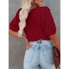 Womens Short Sleeve Lightweight Sweaters Crewneck Knit Pullover Tops with Crochet Sleeve Casual Crochet Blouse Shirt for Spring, Summer - 2 of 4