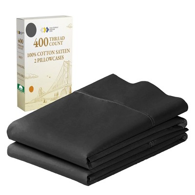 400 Thread Count Pillowcases, 100% Cotton Sateen, Soft & Cooling by California Design Den