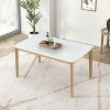 LOVSON 6-piece Dining Table Set, One Table One Bench and Four Chairs, High Gloss White Tabletop With Light Oak Color - 4 of 4