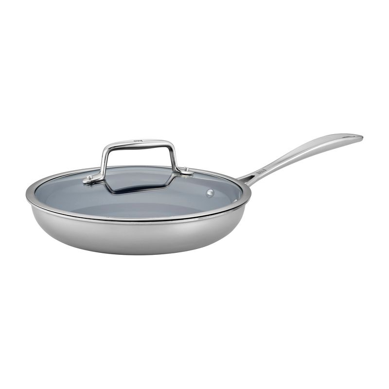 ZWILLING Clad CFX 9.5-inch Stainless Steel Ceramic Nonstick Fry Pan with Lid, 1 of 8