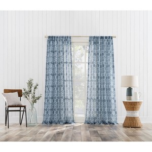 BrylaneHome Tokai Textured Sheer Panel - 56" W 63" L, Multi - 1 of 2