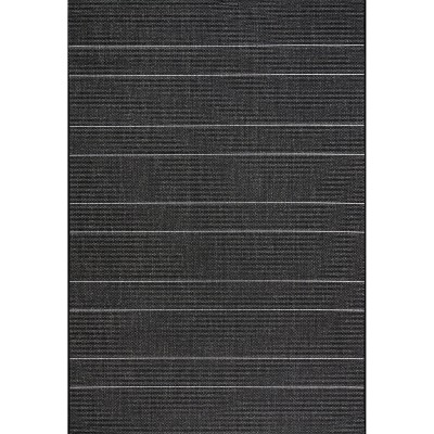 Modern Striped Black Synthetic Area Rug 5' 3" x 7' 6"
