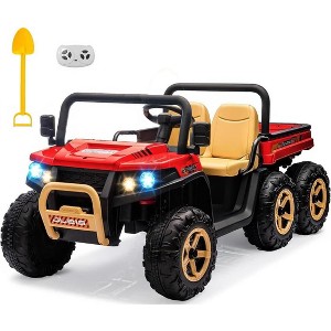 24V Kids Electric Car - 4x35W Motors Power, 24V 7AH Battery, 2-5MPH Speeds, Automatic Truck Bed, Parent Remote, Music Player - 1 of 4