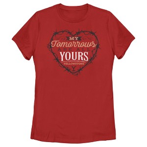 Women's Yellowstone My Tomorrows Are All Yours Black Barbwire Heart T-Shirt - 1 of 4