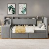 TIRAMISUBEST Twin Size Upholstered Daybed with Side Table, Storage Bed Frame with Drawers, Shelves & Cabinets with Door - 3 of 4