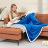 Costway 60''X 50''Heated Electric Blanket Throw w/10 Heat Levels & 9 Hours Shut-off Grey/Blue - 3 of 4