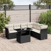 vidaXL 7 Piece Patio Sofa Set with Cushions Black and Cream Poly Rattan - without storage - 2 of 4