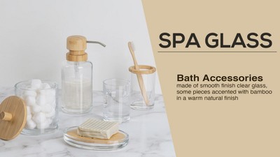 Clear Glass Soap Dish with Bamboo Insert