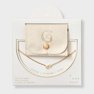 14K Gold Dipped Cubic Zirconia Initial Necklace - A New Day™ - 1 of 4