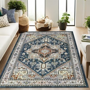 Vintage Area Rugs Machine Washable, Large Rug for Living Room Bedroom, Ultra-Soft Non-Slip Stain Resistant Print Floor Carpet - 1 of 4