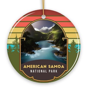 American Samoa National Park Retro Style Ornament, Tutuila Tourist Attraction and Gift| OrnamentallyYou - 1 of 4
