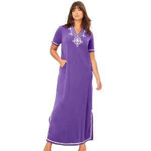 Only Necessities Plus Size Embellished Knit Lounger - 1 of 4