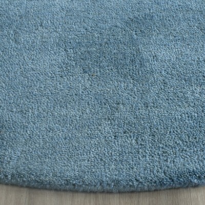 Himalaya Blue Round Tufted Wool Shag Rug, 8' x 8'