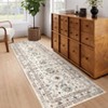 Faux Wool Boho Vintage Floral Printed Area Rug Machine Washable Foldable Ultra Thin Non Slip Stain Resistant Pet Friendly Carpet For Home Decor - 4 of 4