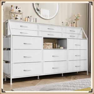 Jojoka 14 Drawer Dresser for Bedroom with Shelves & Side Pocket, Fabric Storage Organizer with Wood Top & Metal Frame, 55" Wide - 1 of 4