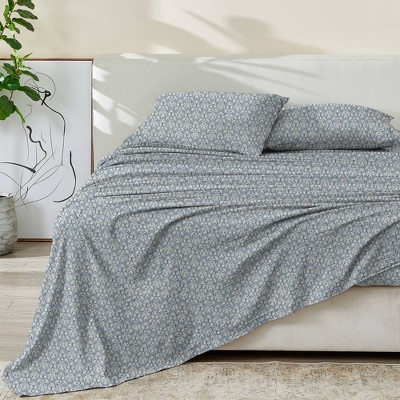 Patina Vie Floral Cotton Percale Vintage Printed Floral Sheet Set