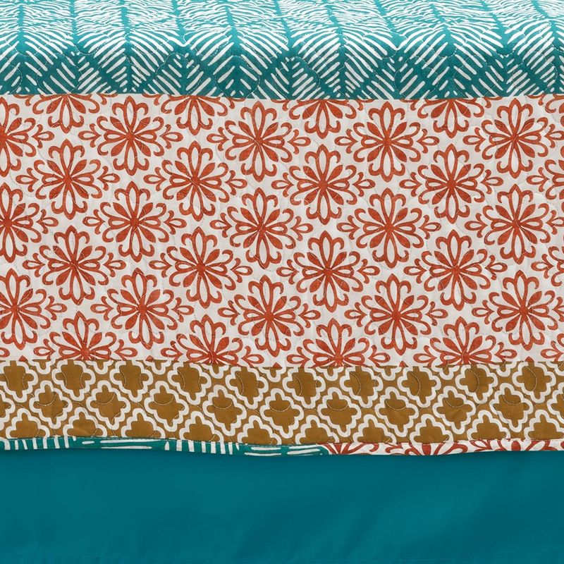 Twin Bohemian Stripe Quilted Cotton Daybed Cover Set Turquoise/Orange - Lush D&#233;cor, 3 of 8