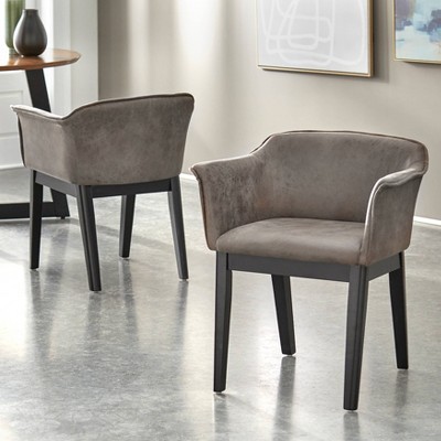 Set of 2 Jonas Dining Arm chairs Gray/Black - Buylateral: Mid-Century Modern, Rubberwood Frame, Polyester Upholstery