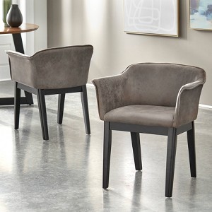 Set of 2 Jonas Dining Arm chairs Gray/Black - Buylateral: Mid-Century Modern, Rubberwood Frame, Polyester Upholstery - 1 of 4