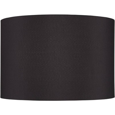 Springcrest Black Faux Silk Medium Tapered Drum Lamp Shade 15" Top x 15" Bottom x 10" Slant x 10" High (Spider) Replacement with Harp and Finial