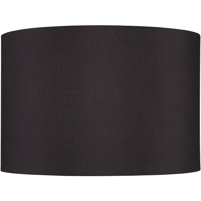 Springcrest Black Faux Silk Medium Tapered Drum Lamp Shade 15" Top x 15" Bottom x 10" Slant x 10" High (Spider) Replacement with Harp and Finial, 1 of 7