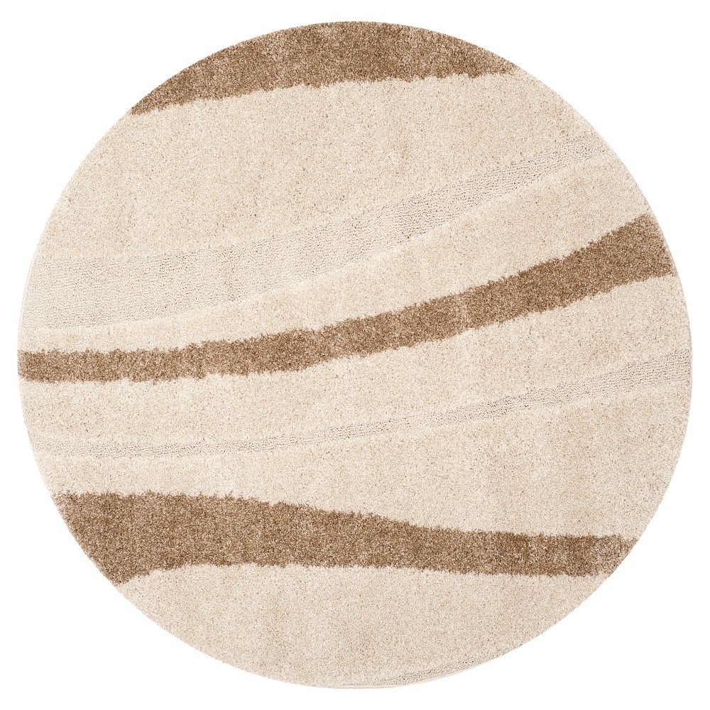 Cream/Dark Brown Abstract Tufted Round Area Rug - (6'7in Round) - Safavieh