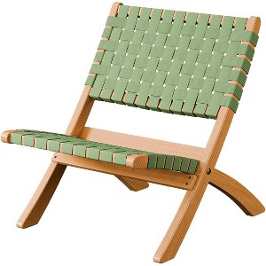 VINGLI Wooden Outdoor Adirondack Chair, Portable Rattan Folding with Low Webbing, Green - 1 of 4