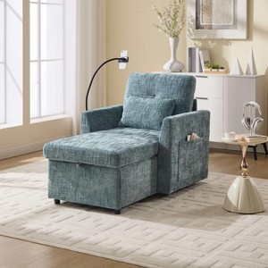 ORRD Chenille Lazy Sofa Recliner, Single Lounge Chair with Storage Backrest & Phone Holder for Living Room or Bedroom - 1 of 4