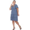 Plus Size Short Sleeve V-neck Tiered Midi Dress - 3 of 4
