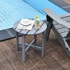 18 Inch Patio Round Side Wooden Slat End Coffee Table for Garden - 2 of 4
