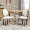 HOMCOM Vintage Armless Dining Chairs Set of 4, French Chic Side Chairs with Curved Backrest and Linen Upholstery for Kitchen, or Living Room, Cream - image 2 of 4