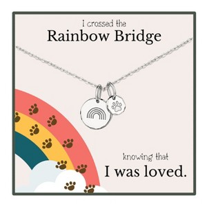 HOPE LOVE SHINE Pet Memorial Necklace Rainbow Bridge Dog Cat Loss Gift + Rainbow Paw Charm Pet Memorial Necklace  Gold / Silver - 1 of 1