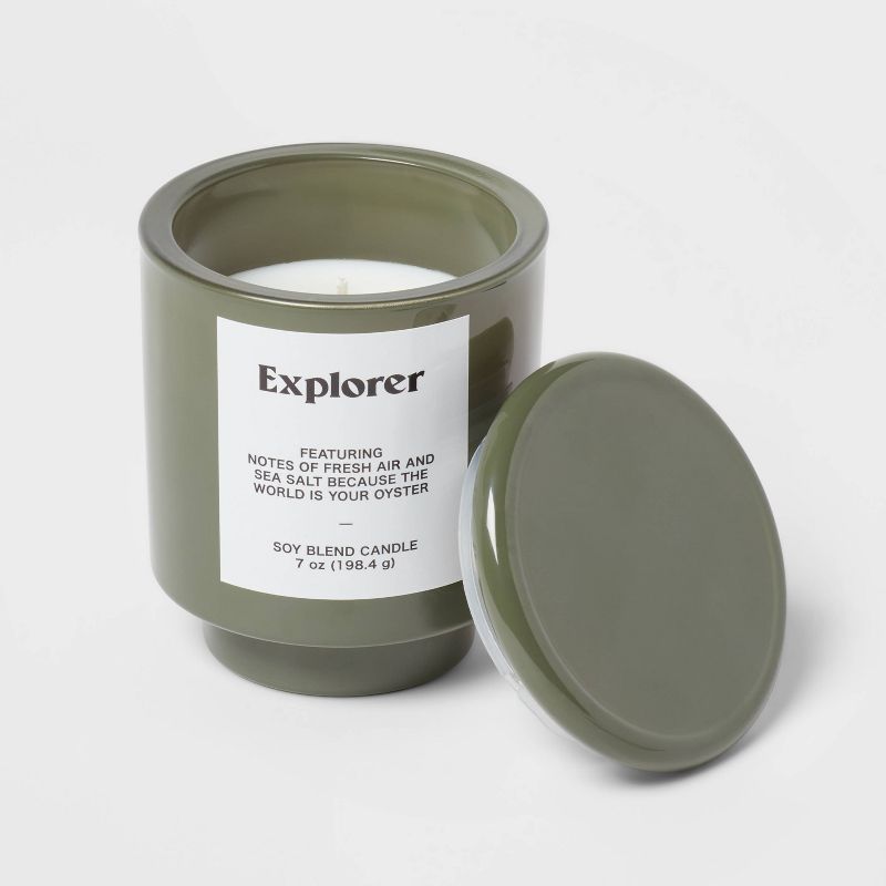 7oz Forest Exterior Painted Glass with Glass Lid Explorer Candle Green - Opalhouse&#8482;, 4 of 5