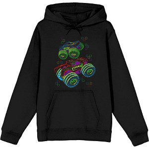 Colorful Line Art Car Adult Long Sleeve Hoodie - 1 of 2