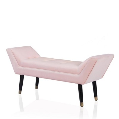 Allura Velvet Tufted Bench Pink - CosmoLiving by Cosmopolitan