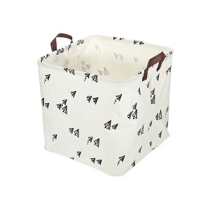 Unique Bargains Foldable Square Laundry Basket 1831 Cubic-in Black White 1 Pc Airplane - 1 of 4