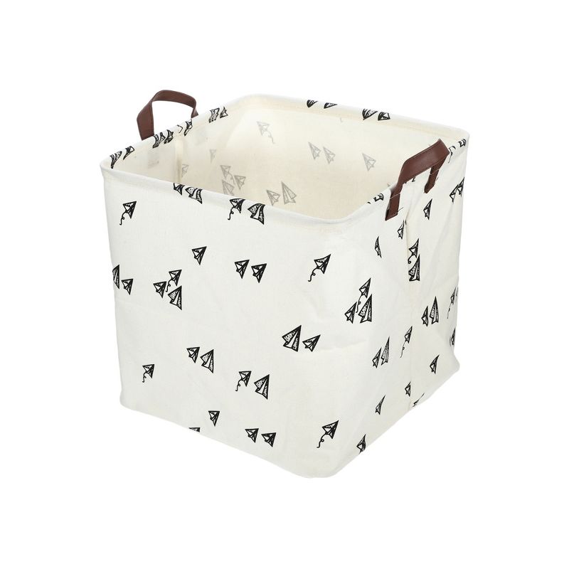 Unique Bargains Foldable Square Laundry Basket 1831 Cubic-in Black White 1 Pc Airplane, 1 of 7