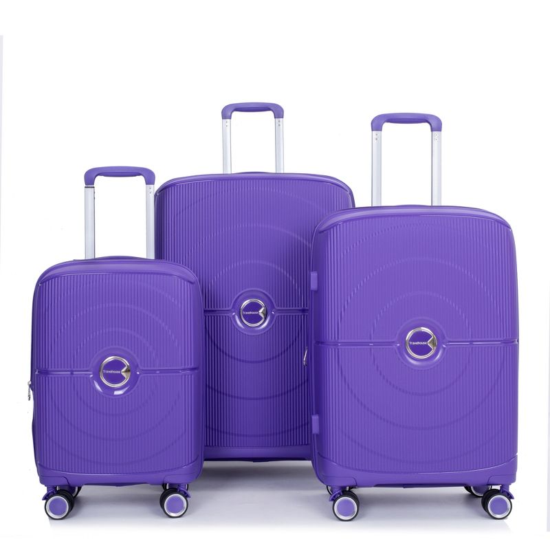 3 PCS Expanable Luggage Set, PP Lightweight Hardshell Spinner Wheel Suitcase with TSA Lock (20+24+28)-ModernLuxe, 1 of 12