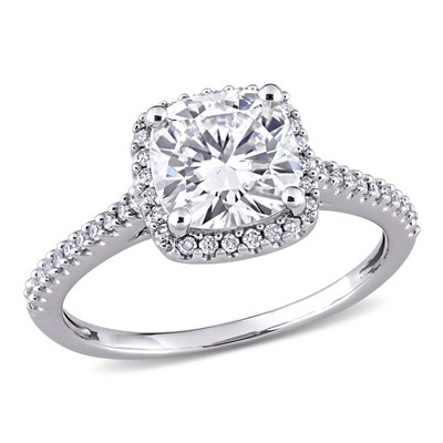 EVERLY JEWELRY  |   14K White Gold 1/4 CT Diamond TW And 2 CT DEW Created Moissanite-White Fashion Ring