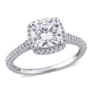 EVERLY JEWELRY  |   14K White Gold 1/4 CT Diamond TW And 2 CT DEW Created Moissanite-White Fashion Ring - 1 of 4
