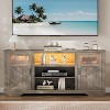White White 34inch Tall Farmhouse LED TV Stand for TVs up to 65 Inch Entertainment Center with Storage TV Media Console Table with LED Light TV Table - 3 of 4