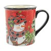 4.25 In Christmas Lodge Snowman Mug Pine Trees Birds Beverage Mugs - 2 of 4