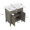 CIPACHO 31" White Vintage Bathroom Vanity with Faux Aged Finish Curved Profile Rubber Wood Legs - 4 of 4