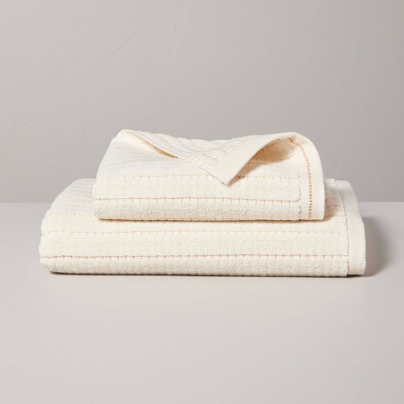 Hidden Stripe Terry Bath Towels Natural/Honey - Hearth & Hand™ with Magnolia, 4 of 6
