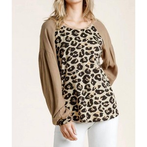 Women's Leopard Print Long Sleeve Top - umgee - 1 of 4